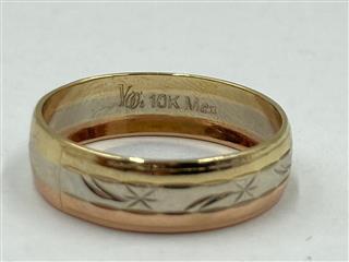 10K Tri-color Gold Wedding Band Ring 2.9g